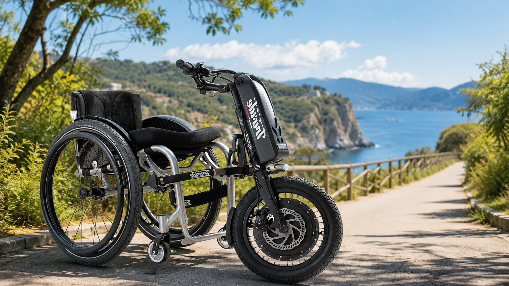 přední pohon připevněný na mechanickém vozíku venku na dovolené v horách
