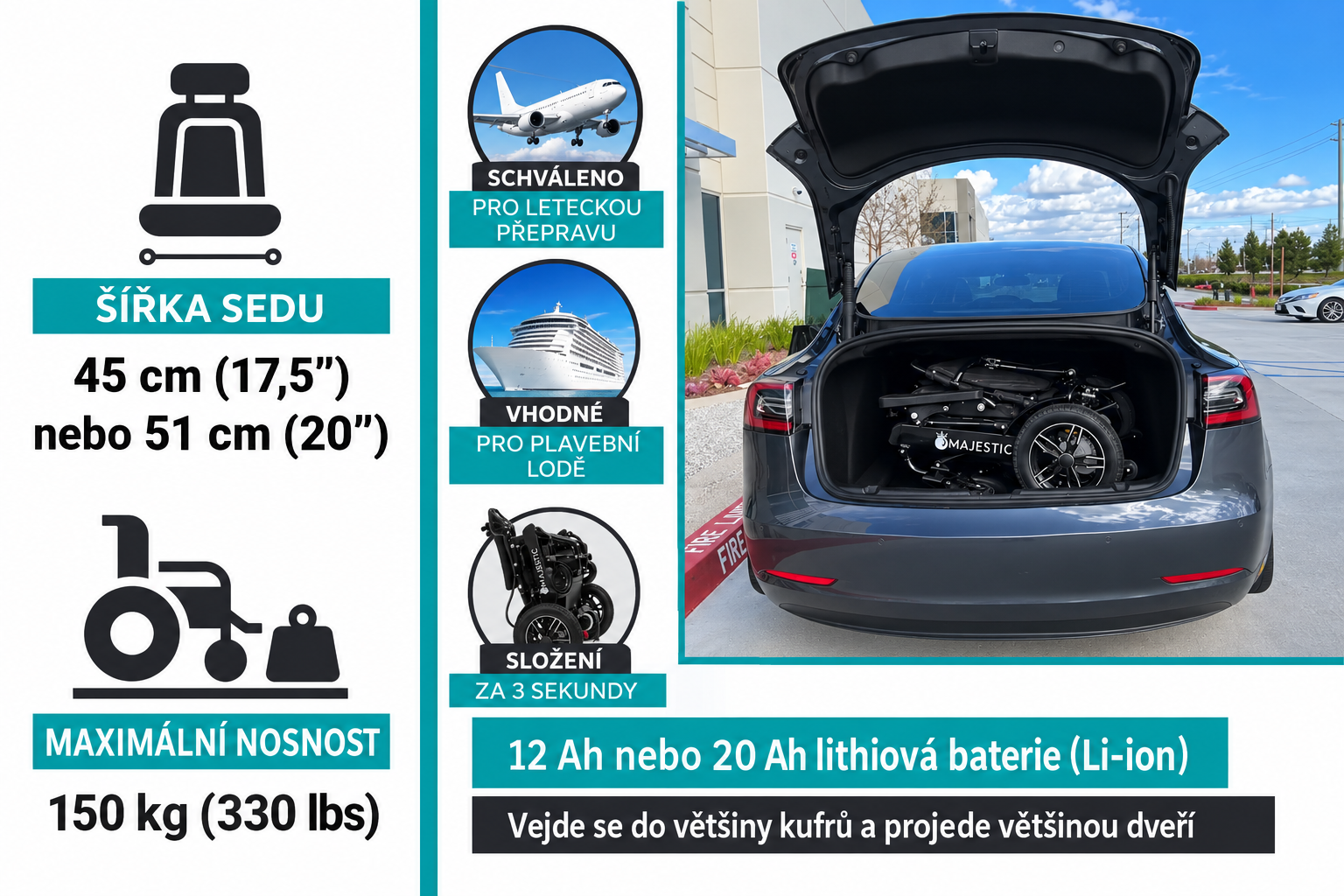 Lehký elektrický vozík s dálkovým ovládáním MAJESTIC IQ-8000 - Obrázek 4